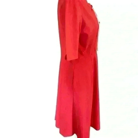 Anthropologie Maeve Red/Pink Jersey Short Sleeve Dress Lace Up Tie Front Size S - Picture 3 of 9